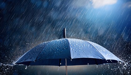 Rain On Umbrella - Weather Concept