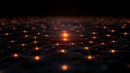 A mesmerizing abstract representation of a network, glowing points interconnected against a dark backdrop, symbolizing technology and connectivity.