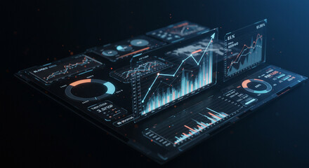 Futuristic Financial Data Dashboard Stock Market Growth Charts Analytics
