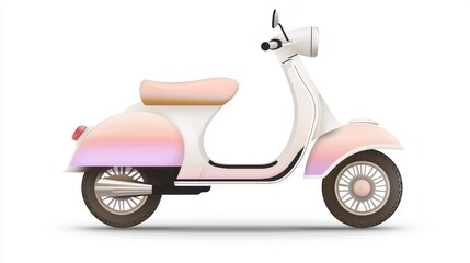 Obraz premium A pastel-colored scooter with a vintage design, featuring a rounded body and stylish wheels, ideal for urban commuting and leisure rides.
