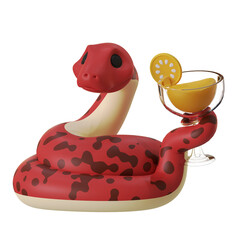 Mascot Cute Snake Drinking Orange Juice