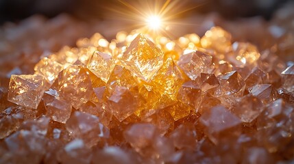 Prismatic Sugar Crystals Capturing Radiant Glow in Dramatic Chiaroscuro Lighting