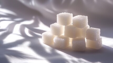 Stacked Sugary Arrangement Casting Soft Shadows on Pristine White Surface
