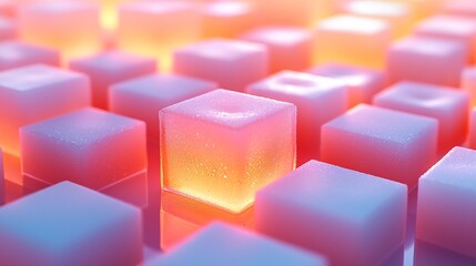 Obraz premium Mesmerizing Gradient of Luminous Sugar Cubes in Captivating 3D Arrangement