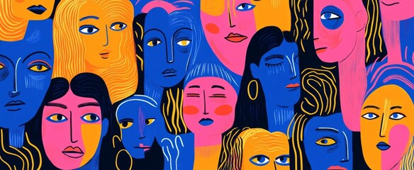 The interplay of shapes and colors creating face motifs in abstraction.