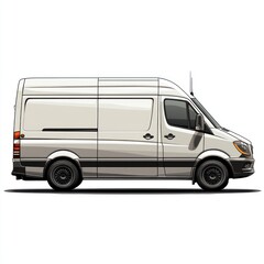 White van, side view, on a white background.