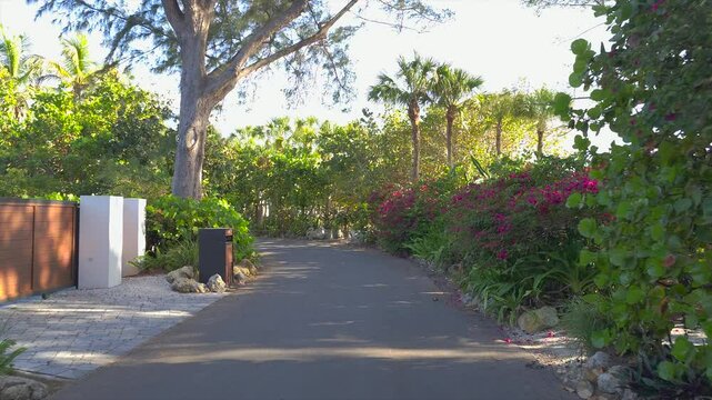POV driving on Casey Key scenic road in sunny Florida.