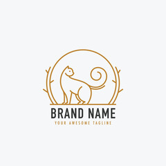 Luxury cat line art logo vector. Pet shop and cosmetic brand identity template.