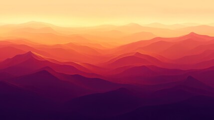 Obraz premium Sunset Over Wavy Crimson Mountain Ranges
