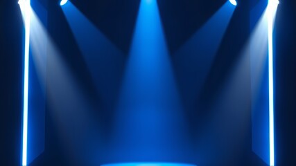 Abstract Blue Light Ray Sunbeam Background - Neon Flash Spotlight