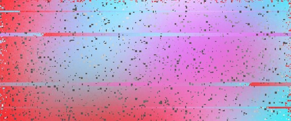 A vibrant background with blue, pink, and red colors, featuring an effect resembling pixel...