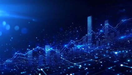 Financial graph highlighting stock market trends against a blue background.