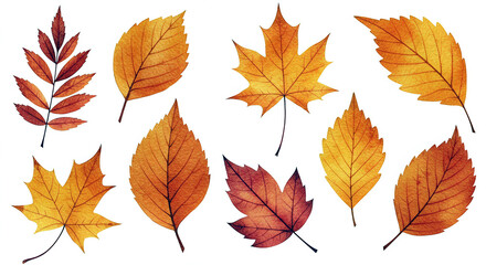 Autumn Leaves Collection Orange Yellow Red Fall Foliage