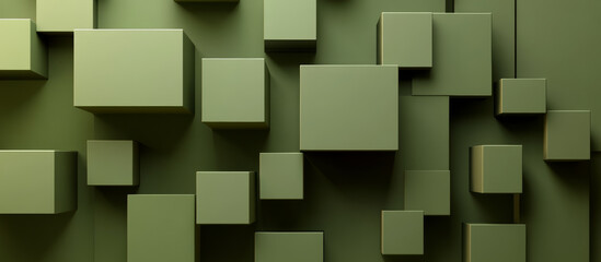Obraz premium Geometric shapes in green tones create modern, abstract background