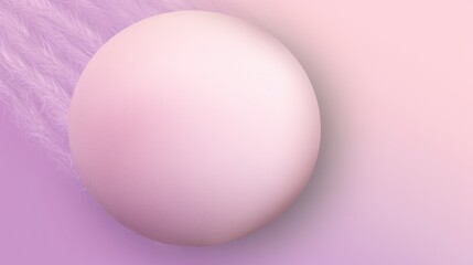 Fototapeta premium Pink sphere rests on soft purple feathery background