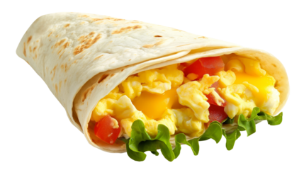 Burrito with Scrambled Egg isolated on transparent background, Clipping Path, pen tool