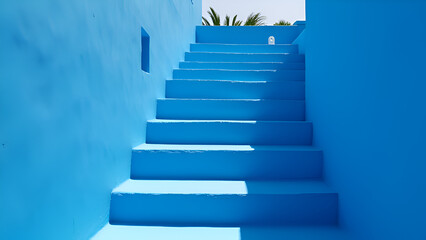 stairs made with blue colours generative ai
