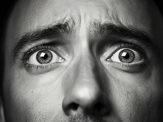 Naklejka premium Fearful emotional expression of a man close-up photography intimate environment human emotions concept