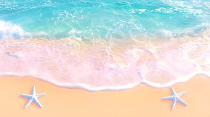 Fototapeta premium Relaxing beach scene with starfish coastal shoreline nature photography tranquil environment