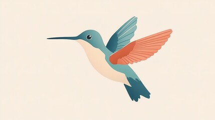 Obraz premium Minimalist Calming Illustration of a Beautiful Exotic Bird, Elegant and Serene Design, Perfect for Nature and Wildlife Lovers