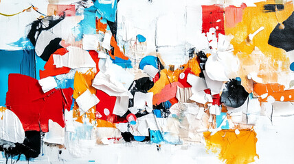 Abstract Mixed Media Collage with Bold Colors
