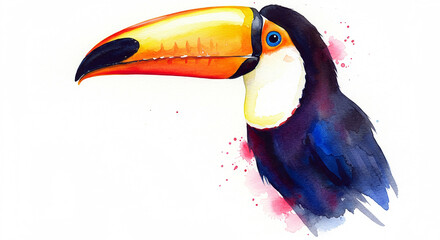 Obraz premium Vibrant Toucan Watercolor Painting Exotic Bird Art Print