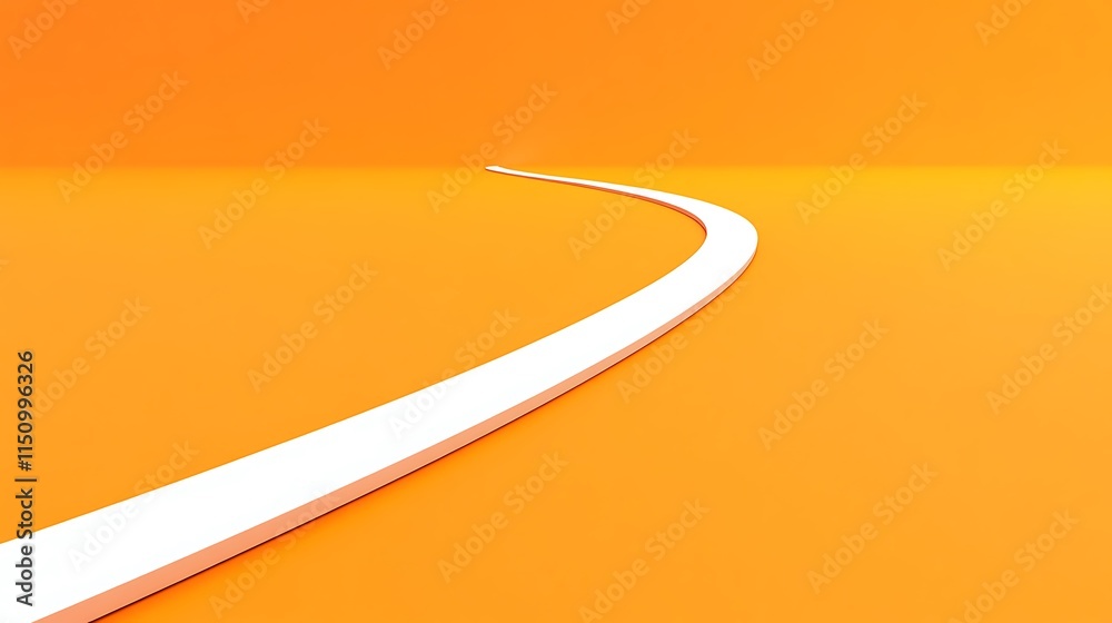 Poster abstract orange background with a white curved line.