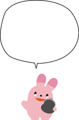 財布を持ったウサギと吹き出し_表情あり_縦