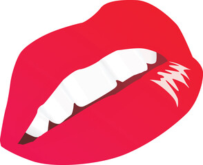 Vector illustration red lips flat design artwork