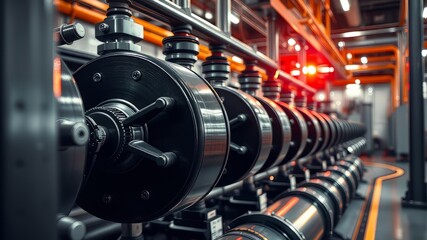 Fototapeta premium Compressor Line Art, Industrial Design, Modern Illustration, High-Quality Image, Powerful Machinery