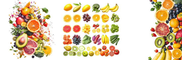 Fresh fruit arrangement kitchen table food photography bright environment overhead view healthy lifestyle