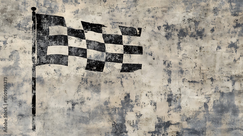 Poster Grunge textured background with checkered flag.