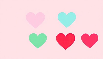 Abstract Valentine icon set with overlapping heart shapes and vibrant colors.