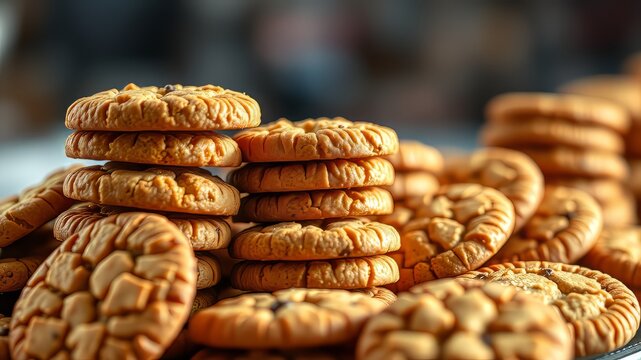 Crispy Grain Cookies, Delicious Crocant Treats, Mouthwatering Bakery, Bakery Photography, Gourmet Cookies,  Golden Brown, Gourmet, Baked Goods,  Food Photography,  Close-up, Texture,  