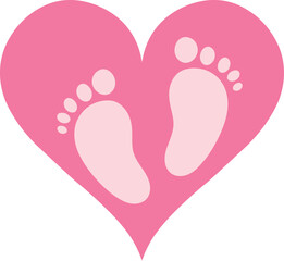 Pink Baby Footprints Inside a Heart