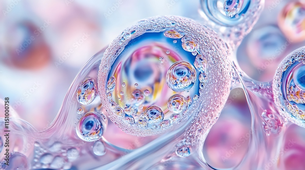 Poster abstract pastel-colored bubbles forming intricate patterns and swirls.