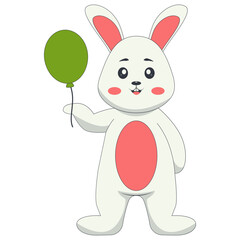 Cute Cartoon Rabbit Character on White Background. Isolated Vector Illustration.