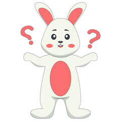 Cute Cartoon Rabbit Character on White Background. Isolated Vector Illustration.