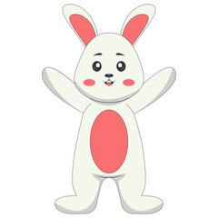 Cute Cartoon Rabbit Character on White Background. Isolated Vector Illustration.