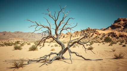 Desert Dead Tree, Ecological, Environmental, Vivid Colors, Sharp Focus, Stunning Photography