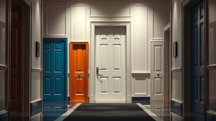 Different Doors, Doorways, Open & Close Doors, Building Entrance, Room Entrance - Pixel Perfect Line Icons