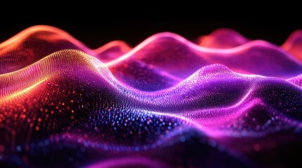 Obraz premium Abstract Neon Waveform: Vibrant Digital Landscape