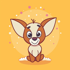 Cartoon vector happy dog ​​on yellow background