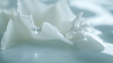 Close-Up of Delicate White Petals with Water Droplets on Silky Surface, Evoking a Sense of Tranquility and Purity in Natural Aesthetics