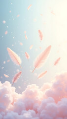 “Floating Feathers on Pastel Background for Phone and Mobile Wallpaper” – A light and airy design featuring delicate feathers floating on a pastel gradient background.
