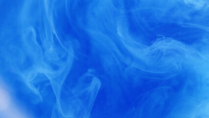 Smoke ink background. Colorful fog. Defocused bright blue white splashes painting texture mist cloud moving on abstract art light.