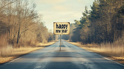 Happy New Year written on a boad for celebration. For new year 2025