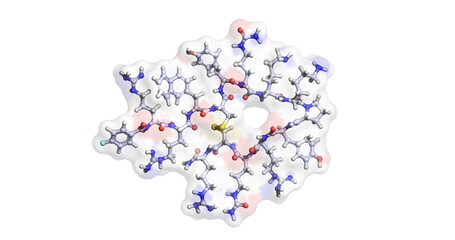 Motixafortide, drug against multiple myeloma, 3D molecule, 4K 