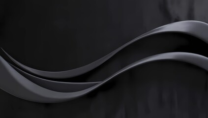 Minimalist Abstract Design with Dark Gray Organic Waves on a Black Background, Creating a Clean Look
