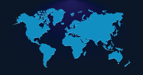 World map on white background. World map template with continents, North and South America, Europe and Asia, Africa and Australia